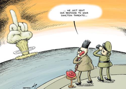 North Korea. Cartoon: North Korea nuclear