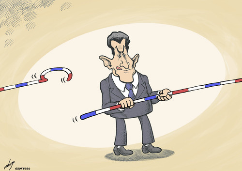 Cartoon: Sarkozy Vs. Sarkozy (medium) by rodrigo tagged france,nicolas,sarkozy,president,campaign,election