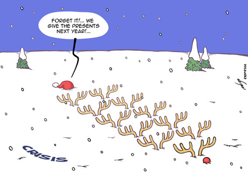 Cartoon: Snow storm in the pockets (medium) by rodrigo tagged shopping,claus