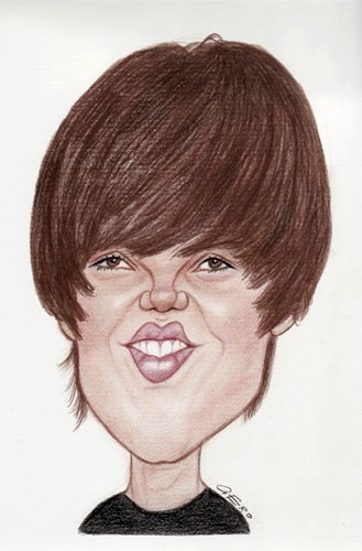 bieber caricature. Cartoon: Justin Bieber