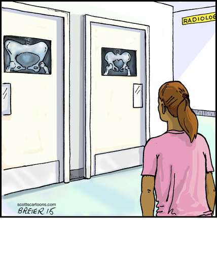Cartoon: Radiology (medium) by noodles tagged bathroom,women,men,hospital,ray,radiology