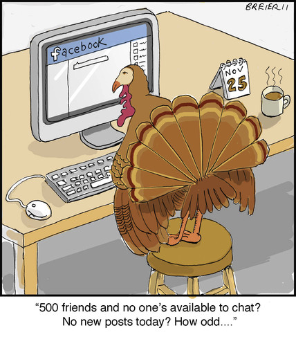 Cartoon: The Day After (medium) by noodles tagged chat,facebook,thanksgiving,turkeys,computers
