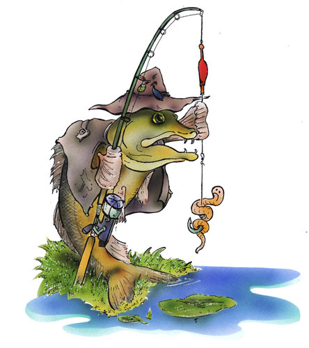 fishing cartoon people. Cartoon: fishing fish (medium)
