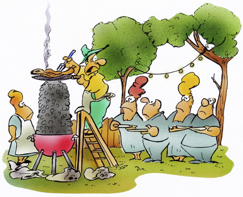Cartoon: Grillparty (medium) by HSB-Cartoon tagged grill,grillen,garten,barbeque,grillfest,grillparty,freunde,fleisch,grillwurst,cartoon,karikatur,airbrush