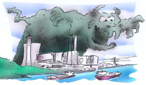 Cartoon: smog (medium) by HSB-Cartoon tagged industry,smog,smoke ...