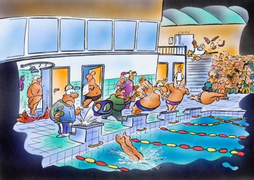 Cartoon: swimming (medium) by HSB-Cartoon tagged swimming,swimmingbath,sport
