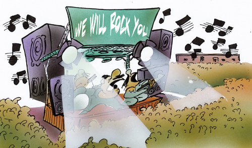 Cartoon: we will rock you (medium) by HSB-Cartoon tagged music,rock,concert,people,sound,cartoon,caricature,airbrush,illustration,illustrationen,konzert,bühne,musik,publikum,rock