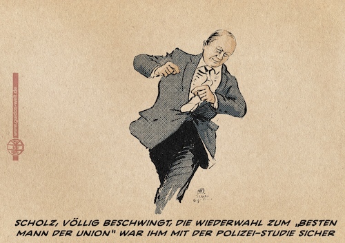 Cartoon: Scholz wird wiedergewählt (medium) by Guido Kuehn tagged scholz,polizei,studie,seehofer,scholz,polizei,studie,seehofer