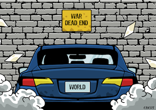 Cartoon: Dead end (medium) by Enrico Bertuccioli tagged war,world,warworld,deadend,peace,destruction,selfdestruction,political,politicalcartoon,editorialcartoon,war,world,warworld,deadend,peace,destruction,selfdestruction,political,politicalcartoon,editorialcartoon
