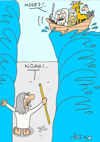 Cartoon: coincidence (medium) by yasar kemal turan tagged coincidence,noah,moses