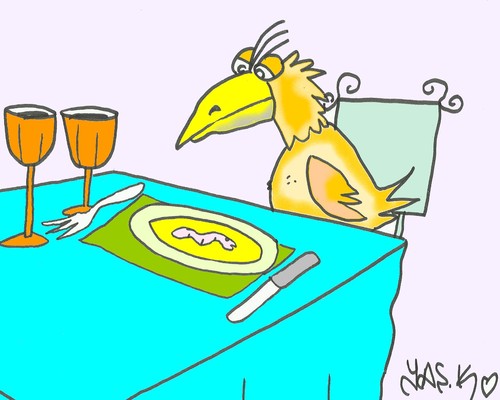 Cartoon: helpless (medium) by yasar kemal turan tagged helpless,eagle,worm,banquet