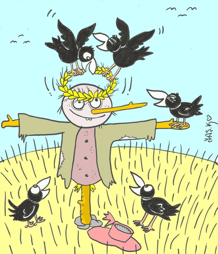 Cartoon: honor (medium) by yasar kemal turan tagged honor,love,crow,railing,crown