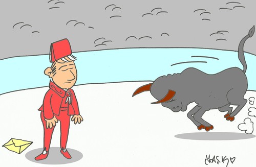 Cartoon: matador (medium) by yasar kemal turan tagged suicide,matador,bull