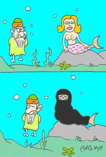 Cartoon: Osama bin Laden (medium) by yasar kemal turan tagged usama,bin,ladin,mermaid