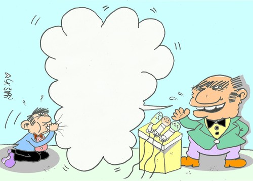 Cartoon: politician-inflate (medium) by yasar kemal turan tagged politics,oration,inflate,statement,talk,lie,politician