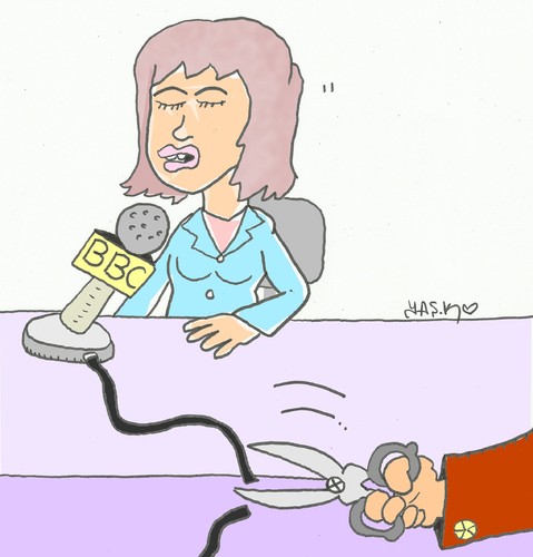 Cartoon: self-censorship BBC (medium) by yasar kemal turan tagged self,censorship,bbc