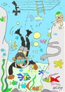 Cartoon: reef diving (small) by yasar kemal turan tagged diving,osama,bin,laden,huseyin,barack,obama