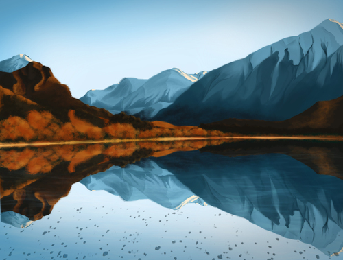 Cartoon: Wanaka - New Zealand (medium) by alesza tagged wanaka,newzealand,mirror,reflection,landscape,neuseeland,spiegelung,reflexion,new,zealand