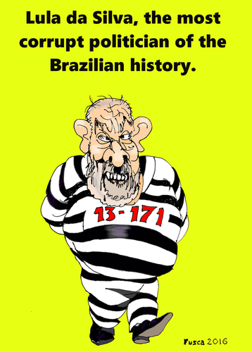 Cartoon: Lula da Silva in jail (medium) by Fusca tagged lula,da,silva,jail,corruption,brazil,petrobras,imprisonment,corrupt,politician