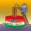 Cartoon: 150th united Italy anniversary (small) by fragocomics tagged 150th,150,united,italy,anniversary,berlusconi,federalism,lega,nord,17,march,17th
