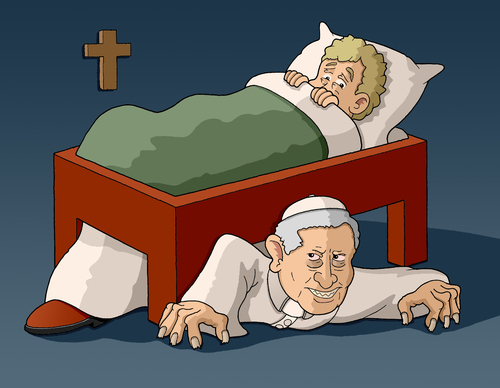 Cartoon: Monster under the bed (medium) by Tjeerd Royaards tagged pope ...