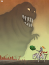 Cartoon: Green Fight (small) by Tjeerd Royaards tagged nitrogen,emissions,pollution,tree,green,monster