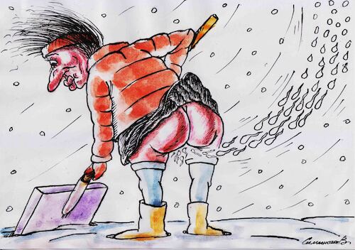 Cartoon: Cleaning (medium) by Siminoga Vadim tagged love,eggs,snow,erotic,winter,cold