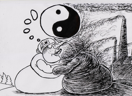 Cartoon: Yin Yang (medium) by Siminoga Vadim tagged winter,ecology,love,snow,environment