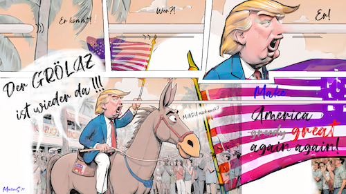 Cartoon: GRÖLAZ 1 ... AGAIN AGAIN (medium) by MorituruS tagged donald,trump,comeback,supertuesday,grölaz,größter,lügner,aller,zeiten,gröllatz,pinocchio,lange,nase,schwerverbrecher,auf,esel,jesus,christus,palmzweige,hosianna,jubeln,maga,make,america,great,again,stop,the,steal,election,capitol,republikaner,grand,old,party,gop,cartoon,moriturus