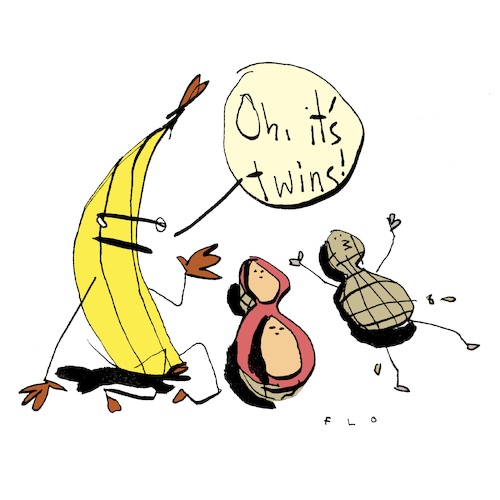 Cartoon: Twins (medium) by F L O tagged twins,banana,peanut,birth,twins,banana,peanut,birth