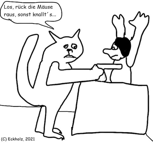Cartoon: Überfall... (medium) by Sven1978 tagged kater,überfall,mann,missverständnis,beute,mäuse,hunger