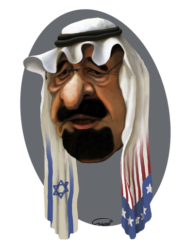 Cartoon: King Abdullah (medium) by abbas goodarzi tagged arab,saudi,arabia,face,cartoons,political,israel,america,flag,middle,east,abbas,goodarzi,art,painting,digital,king,bahrain