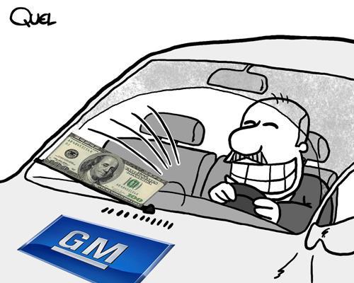 Cartoon: ADDITIONAL 2 BILLIONS DOLLARS GM (medium) by QUEL tagged additional,billions,dollars,for,general,motors