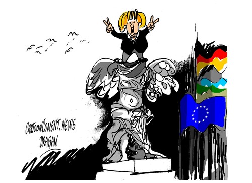 Cartoon: Angela Merkel-Victoria (medium) by Dragan tagged angela,merkel,alemania,union,europea,crisis,economica,victoria,politics,cartoon
