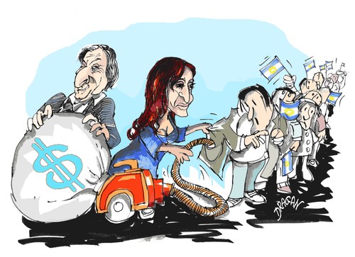 Cartoon: Cristina Fernandez  Kirchner (medium) by Dragan tagged cristina,fernandez,nestor,kirchner,argentina,politics,cartoon