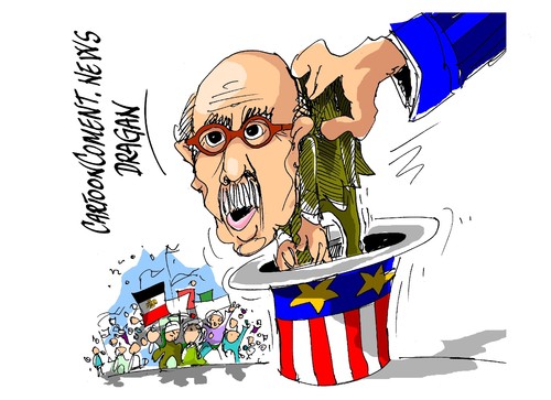 Cartoon: El Baradei-deliberando (medium) by Dragan tagged egipto,adli,mansur,el,baradei,al,nur,golpe,militar,hermanos,muslimanes,politics,cartoon
