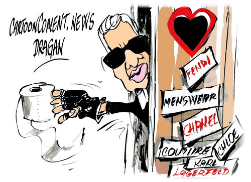 Cartoon: Karl Lagerfeld-sembrando polemic (medium) by Dragan tagged karl,lagerfeld