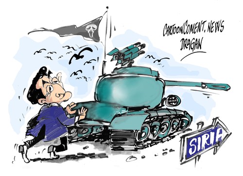 Cartoon: Nicolas Sarkozy-apoyo (medium) by Dragan tagged nicolas,sarkozy,siria,politics,cartoon