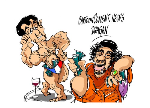 Cartoon: Nicolas Sarkozy-Gadafi (medium) by Dragan tagged nicolas,sarkozy,gadafi