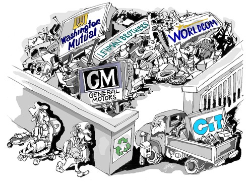Cartoon: quiebra (medium) by Dragan tagged financiera,cit,estados,unidos,crisis,quiebra,lehman,brothers,washington,mutual,worldcom,general,motors
