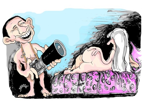 Cartoon: Silvio Berlusconi (medium) by Dragan tagged berlusconi,patrizia,addario,villa,certosa,italia,silvio,politics