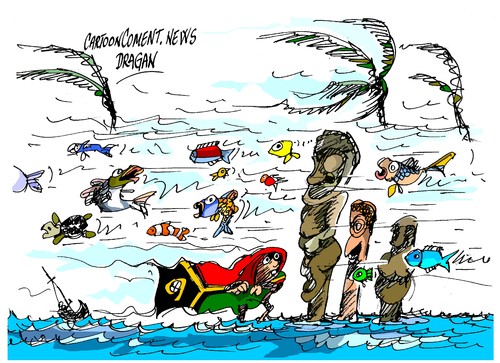 Cartoon: Vanuatu-Pam (medium) by Dragan tagged vanuatu,ciclon,pam,cambio,climatico,cartoon