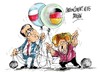 Cartoon: Hollande-Merkel-posicion (small) by Dragan tagged francois,hollande,angela,merkel,alemania,francia,union,europea,presupuestos,politics,cartoon