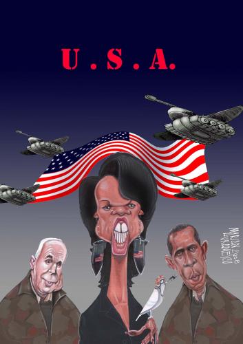 Cartoon: USA (medium) by Marian Avramescu tagged rice,obama,mcain