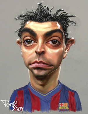 Cartoon: Xavi Hernandez FC Barcelona (medium) by Tonio tagged fc,barcelona,spanish,international,midfielder,la,liga,champions,ligue