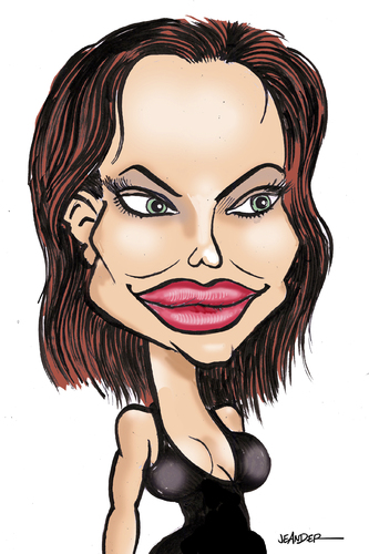 Cartoon: Angelina Jolie (medium) by jeander tagged angelina,jolie,actress,filmstar,angelina,jolie,actress,filmstar