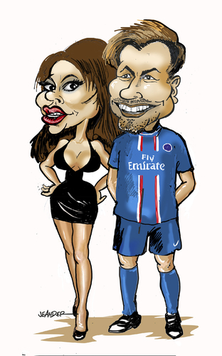 Cartoon: Beckhams (medium) by jeander tagged football,victoria,germain,saint,paris,psg,beckham,david,david,beckham,psg,paris,saint,germain,victoria,football