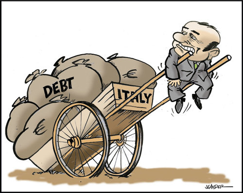 Cartoon: Berlusconi (medium) by jeander tagged crises,depth,italy,berlusconi,brerlusconi,italien,schulden
