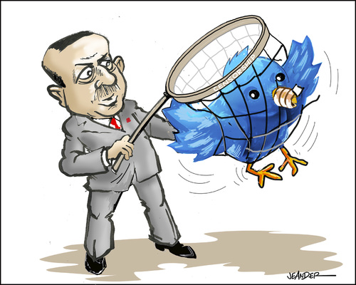 Cartoon: Twitter blocked in Turkey (medium) by jeander tagged twitter,censorship,erdogan,turkey,turkey,erdogan,censorship,twitter