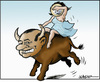 Cartoon: Rough ride - Europe and the bull (small) by jeander tagged berlusconi,euro,crises,depth,bull,europe,italy